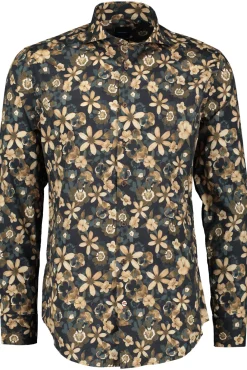 Skjortor>TRESANTI Ephron Shirt With Button Closure And Leaf Pattern In Grey And Green Shades With Accents